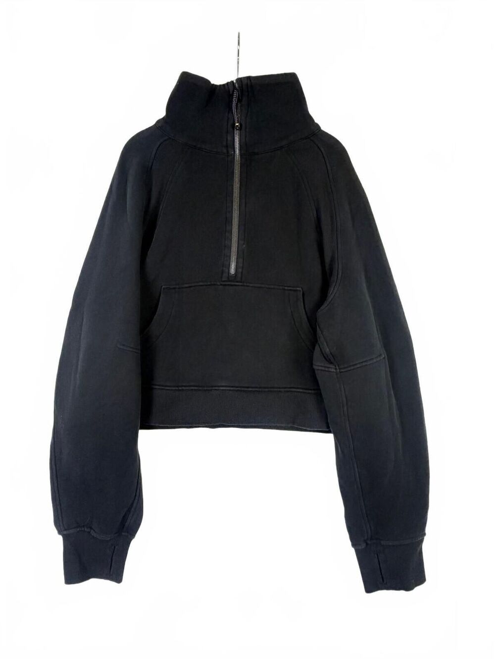 Lululemon Scuba Oversized Funnel-Neck Half-Zip Cropped Sweatshirt Black M/L